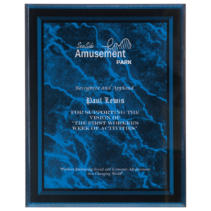 7X9 BLUE MARBL BORDER PLQ