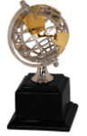 GLD/SLV GLOBE W/BLK BASE