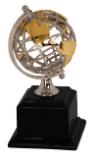 GLD/SLV GLOBE W/BLK BASE