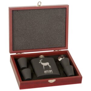 BLK FLSK GFT ST W/WOOD BX