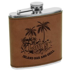 6 OZ DARK BRWN LTHR FLASK