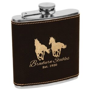 6 OZ BLK/GLD LTHR FLASK