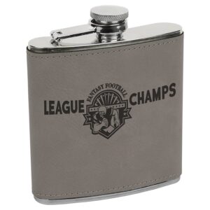 6 OZ GRAY LSR LTHR FLASK