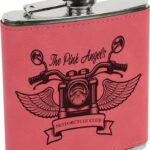 6 OZ PINK LSR LTHR FLASK