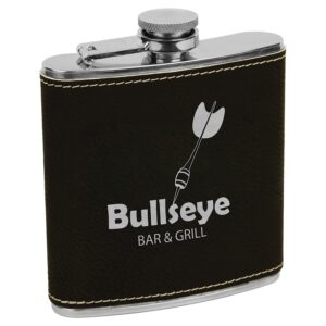 6 OZ BLK/SLV LTHR FLASK