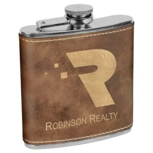 6 OZ RUSTIC/GLD LTHR FLSK