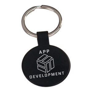 1 1/2"BLK RND LASR KEYCHN