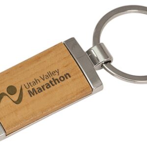 SLV W/WOOD REC LSR KEYCHN