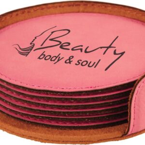4" RND PINK COASTER SET