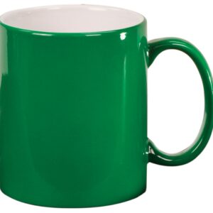 11OZ GRN RND LASERABL MUG